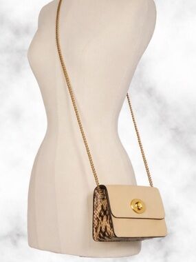 🤍Coach x Jennifer Lopez Bowery Crossbody Cream Snake Detail Bag ✨ EUC